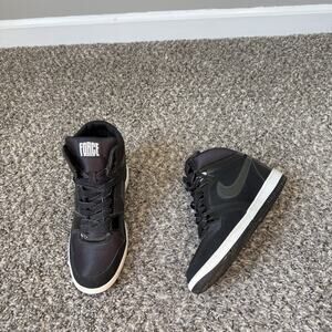 Nike Force Dunk Sky Hi Hidden Wedge Heel High Black Patent Leather Sneakers 9.5